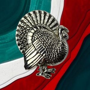 Best Silver Tone Large Turkey Brooch Necklace Pedant